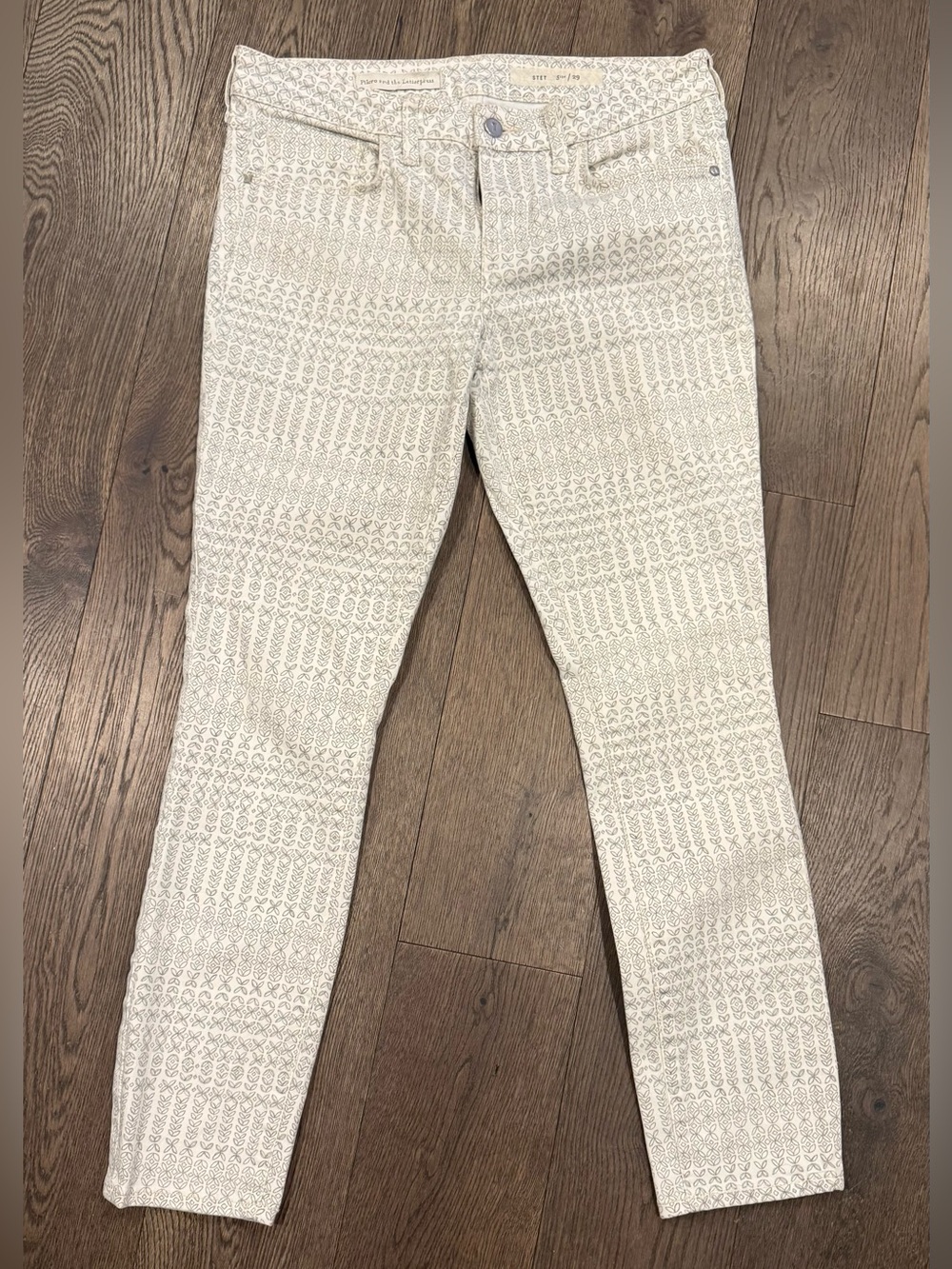 Pilcro Stet Women's Patterned White and Grey Skinny Jeans